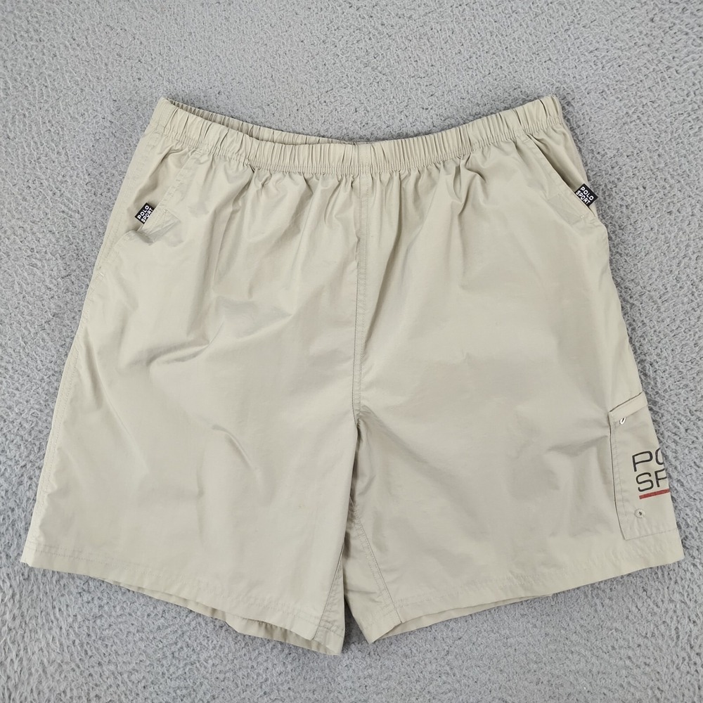 Polo Sport Board Shorts Mens XL Beige Mesh Lined Pocket Elastic Waist Drawstring